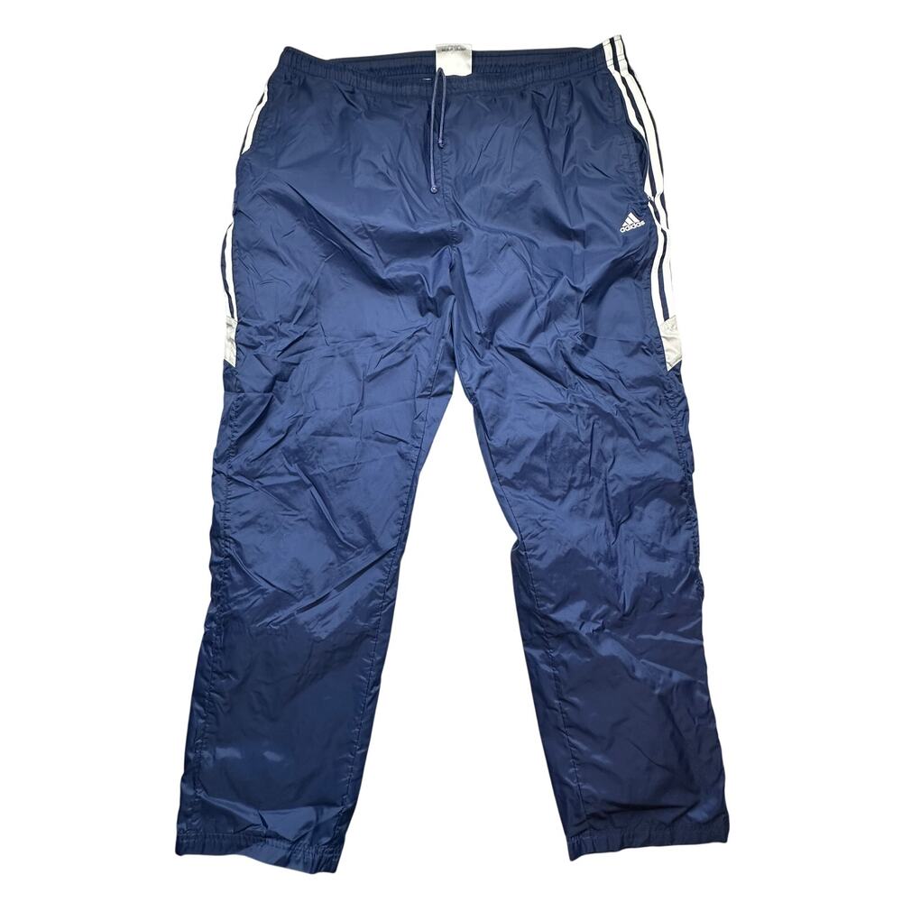Vintage 90s Adidas Lined Windbreaker Track Pants Mens XL Navy Blue Ankle Zip